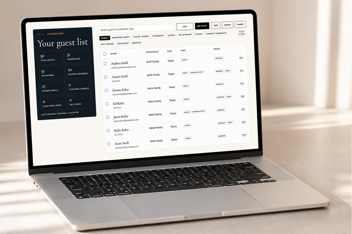 Guest list designer interface mockup
