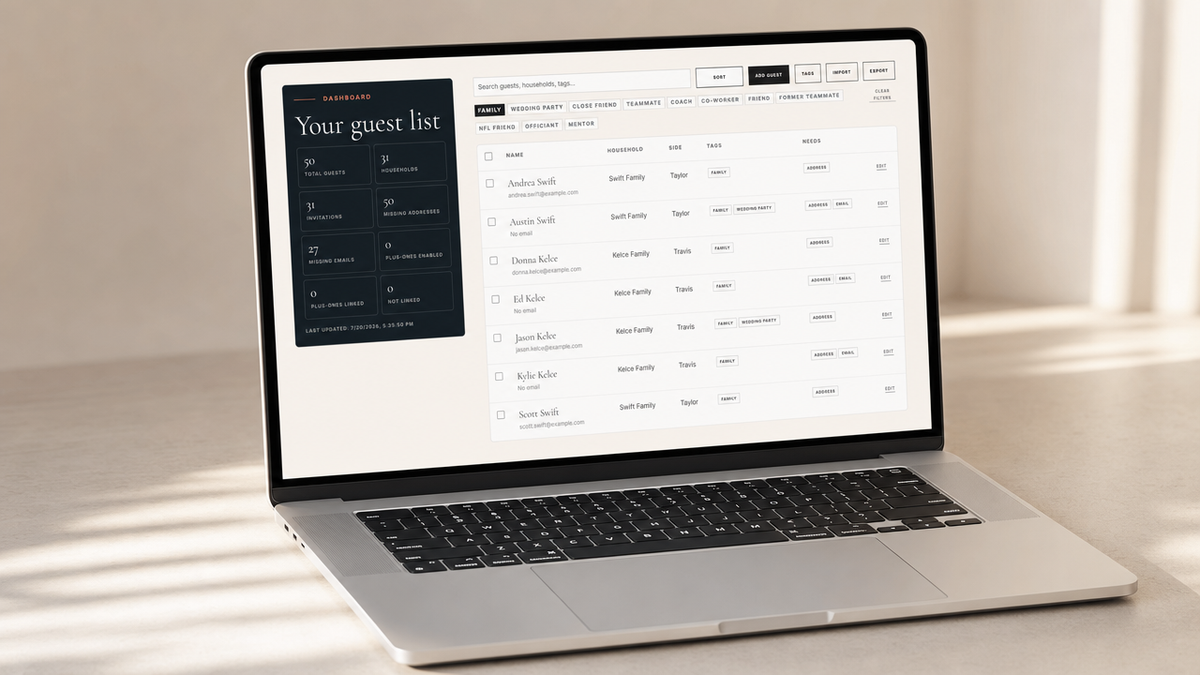 Guest list designer interface mockup